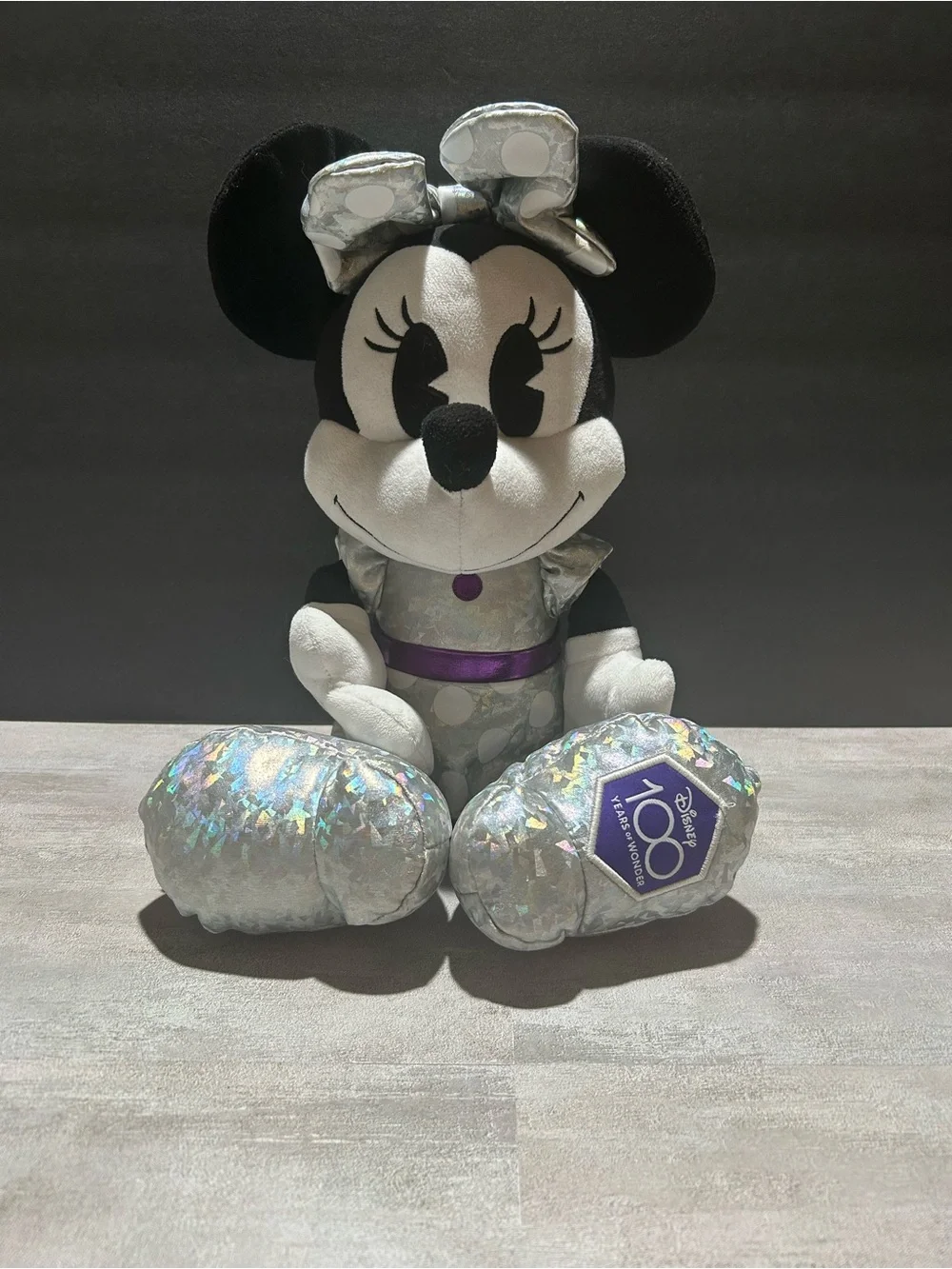 Disney Minnie Mouse Plush in Black, White, Silver & Purple